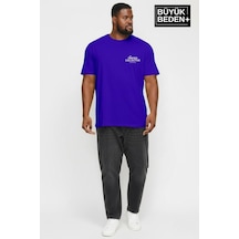 Superlife Erkek Büyük Beden Unified Collective Baskılı 3xl-6xl Bisiklet Yaka Tshırt Spr26bts510-10 Saks Mavi
