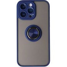 İphone 14 Pro Max Kılıf Montreal Yüzüklü Silikon Kapak - Lacivert