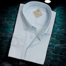 Linen Keten Klasik Uzun Kollu Açık Mavi Erkek Gömlek Regular Kalıp -10090 Açik Mavi