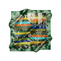 Aker 90x90 Ipek Krep Saten Eşarp - Yeşil