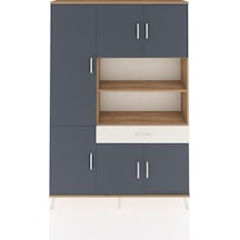 Arges Dolap 10 Raflı Tek Çekmeceli 6 Kapaklı 132x30x195 Çam-antrasit/aytaşı Antrasıt/aytası