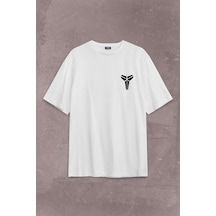 Kobe Bryant Black Mamba Logo Nba Basketball Sırt Ön Baskılı Oversize Tişört Unisex T-shirt 001