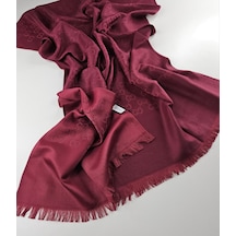 Miorel Scarfs İnce Kumaş G Desen Pamuklu Şal Yün İpek Şal 4 Mevsim Çift Taraflı Bordo