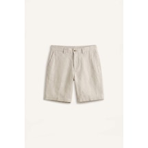 Defacto %100 Keten Cepli Bermuda Şort G1399ax26smgr350 Gri-gr350