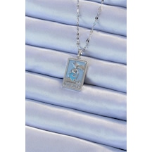 Gümüş Renk Mavi Mineli Tarot Kolye - Ebj240920w28150 Akuamarin