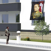 Üniformalı Mustafa Kemal Atatürk Poster Cephe Bayrak -150x225cm 1