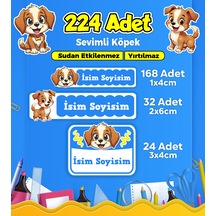 Sevimli Köpek Temalı Okul Kreş Kişiye Özel İsim Etiket Seti - Model 422 Çok Renkli
