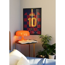 Leo Messi 10 Forma Tasarımlı Poster Tablo Siyah Çerçeveli