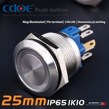 Diyotlab 25mm Metal Buton Paslanmaz/çelik Ip65