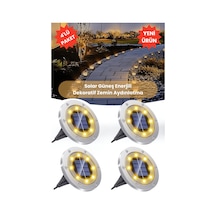 Trendpoint 4adet Güneş Enerjili Ultra Parlak Smd 8led Çim Zemin Bahçe Aydınlatma Paslanmaz Çelik Abs Sarı