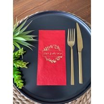 Gold Yaldızlı Kırmızı Arapça Divana Hoşgeldiniz Peçete 16 Adet