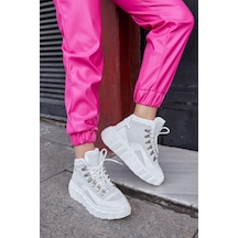 Candy Beyaz Hakiki Deri Kadın Sneaker Bot-Beyaz