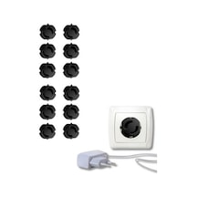 Cateksss Priz Kapağı, Bebek ve Çocuk Güvenlik Koruma Piriz Kapatıcı Siyah - 14 Lü Paket