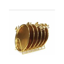 Şık Metal Gold Kaplama Ferforje Tabaklık, Zarif Ve Dayanıklı Tasarım Metal 22 X 12 Altın Um Diğer