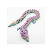 Pastel Gökkuşağı 40 Cm Hareketli Eklemeli Ejderha Figürü - Özel Tasarım 3d Baskı Hediye