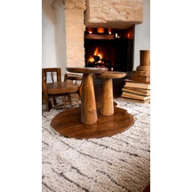 Wood Ahşap 2'li Set Konik Mantar Yan Sehpa Modern Fiskos / Açık