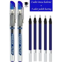 2 Adet İmza Kalemi + 5 Adet Yedek Kartuş Pensan My-sign İmza Kalemi Çok Renkli