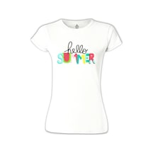 Hello Summer - Watermelon Beyaz Kadın Tshirt 001