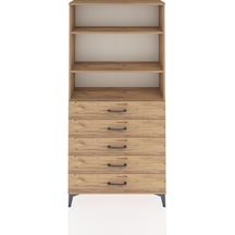Arges Dolap 3 Raflı 5 Çekmeceli 88x30x182 Çam-çam Çam