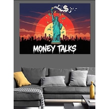 Ahşap Tablo Özgürlük Heykeli Ve Money Talks Yiyecek Ve İçecek Tabloları
