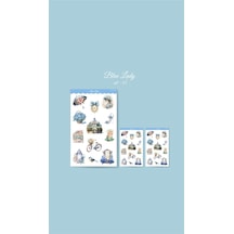 Blue Lady -12 Parçalı - Vintage Mavi Sticker Set -3 Adet- Mat Kağıt