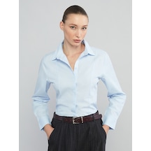 Lcwaıkıkı Classic Mavi Regular Fit Kadın Gömlek