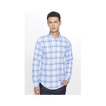 Tudors Erkek Slim Fit Dar Kesim Uzun Kollu Pamuklu Kolay Ütü Kareli Düğmeli Yaka Gömlek-31715 Çok Renkli