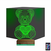 Negelsin 3D Lamba Kumandalı 16 Renk Sevgiliye Hediye Ayıcık Kalp(523262004)