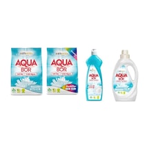 Aquabor Doğal Mineralli 4kg Beyaz + 4kg Renkliler + Bulaşık + Sıvı Beyaz Set 89494354