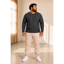 Sngl Tekstil Erkek Büyük Beden Oversize Uzun Kollu T-shirt 3xl 4xl 5xl 6xl 7xl 8xl 9xl Gri Antrasit
