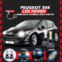 Peugeot 308 2008-2012 Kısa Far Uyumlu Şimşek Etkili Led Xenon Pro Series H7