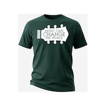 Urbantrendstore Unisex Gitar Baskılı Oversize Fit Rahat Geniş Salaş T-shirt Günlük Tişört Zümrüt Yeşili