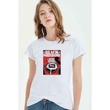 Black Mirror Red Baskılı Beyaz Kadın Tshirt