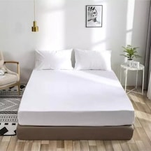 Beyaz Renkli %100 Pamuklu Penye Kumaşından Lastikli Çarşaf 160x200