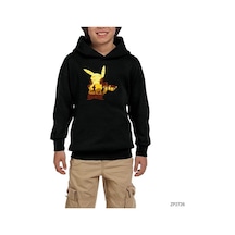Zepplin Giyim Pikachu Mask Siyah Çocuk Kapşonlu Sweatshirt