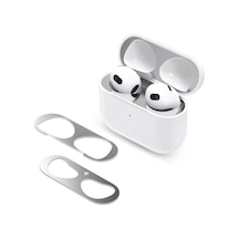 Airpods 3.nesil İle Uyumlu Kapak İçi Kir / Toz Önleyici Shield 2 Adet Metal Silver - Asd01986