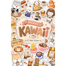 Kawaii Stili Sevimli Hayvanlar Kahve Tutkunu Temalı Sticker Seti - 27 Adet Etiket Çıkartma Diğer