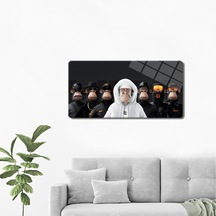 Cam Tablo Modern Art Serisi Crime Monkey Yatay 40x80