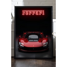 Ferrari Daytona Sp3 Siyah Ahşap Çerçeveli Poster, Dekoratif Araba Duvar Tablosu