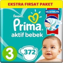 Prima Bebek Bezi Beden:3 (6-10Kg) Midi 372 Adet Ekstra Fırsat Pk