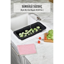 Lavoba İçi Sürgülü Açılır Kapanır Sebze Meyve Süzgeci Siyah Açık 38,5 Cm Kapalı 34,50 Cm Diğer