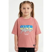 New Kids Baskılı %100 Pamuk Kız Çocuk Tişört-90492 Somon