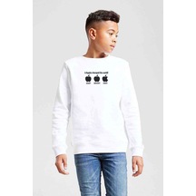 3 Apples Changed Baskılı Unisex Çocuk Beyaz Sweatshirt Beyaz