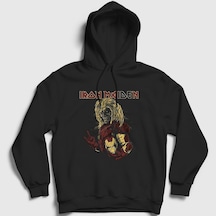 Presmono Unisex Hero Iron Maiden Kapüşonlu Sweatshirt Siyah