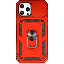 Apple iPhone Uyumlu 12 Pro Max Kılıf Pars Lens Yüzüklü Silikon - Kırmızı Bzsxx00 1