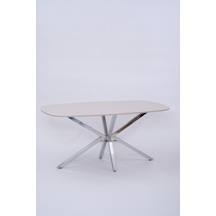 Çapraz Kum Beji High Gloss Yemek Masası 90 160 Cm Gri
