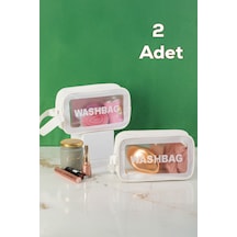 Porsima 3140-1 2li Şeffaf - Beyaz Seyahat Ve Makyaj Çantası Su Geçirmez Organizer Washbag 21x13cm Porsima 3140-1 2li Şeffaf - Beyaz Seyahat Ve Makyaj Çantası Su Geçirmez Organizer Washbag 21x13cm