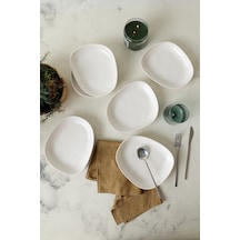 Keramika Mat Beyaz Tetra Yemek Tabağı 23 Cm 6 Adet