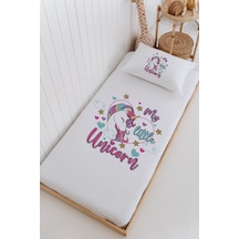 İsme Özel %100 Pamuk Bebek Ve Çocuk Tek Kişilik 165 X 225 Cm Pike Takımı-unicorn Beyaz