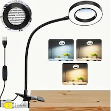 Ayrex Akrobat Hareketli 5x Büyüteçli Led Işıklı Masa Çalışma Lambası -klips Tipi-usb Kablolu